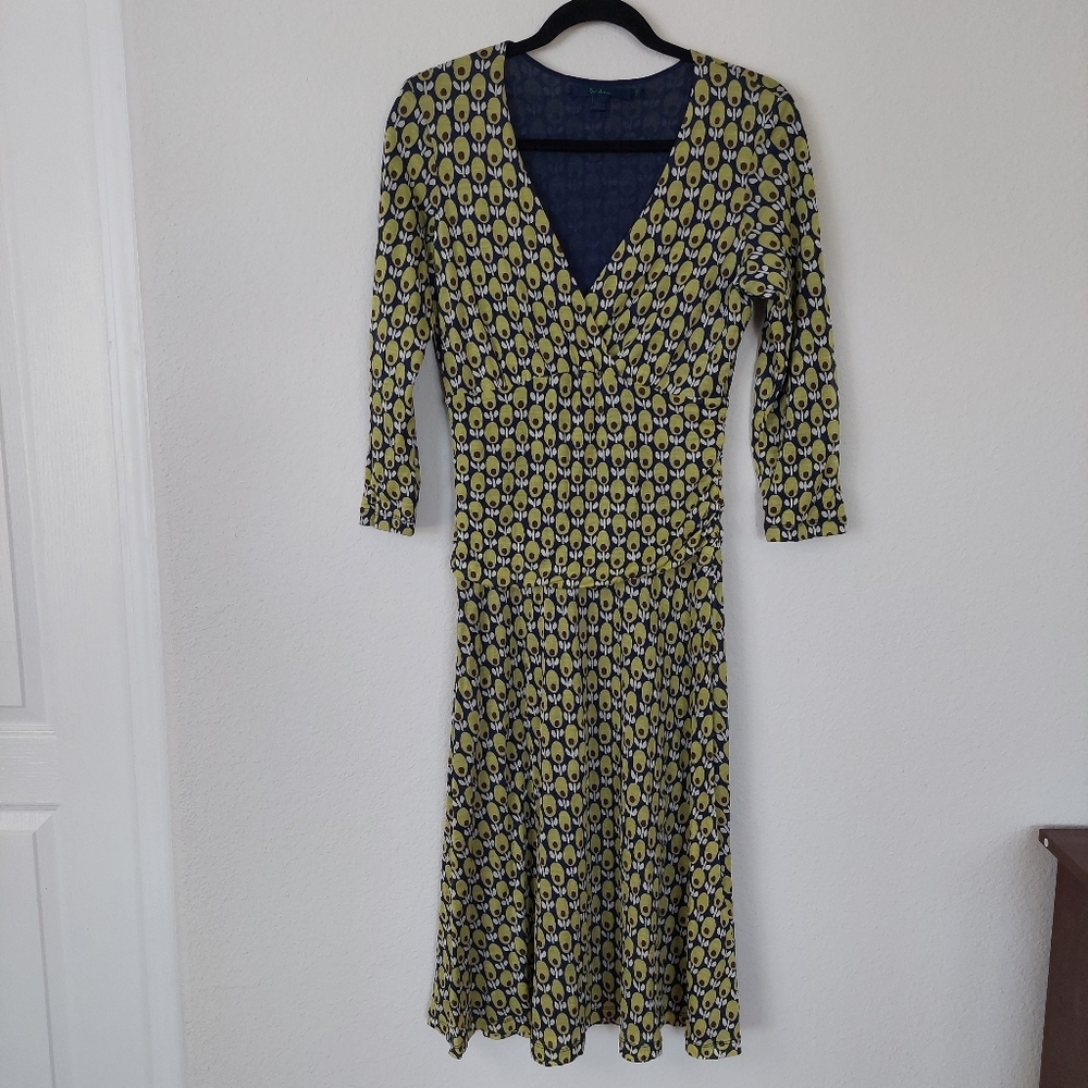 Boden Avocado Print Midi Dress Size 10R